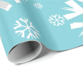 kerstsnowflake wrapping papier-Aqua Cadeaupapier (Rol Hoek)