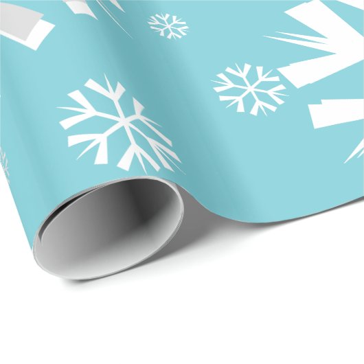 kerstsnowflake wrapping papier-Aqua Cadeaupapier (Rol Hoek)