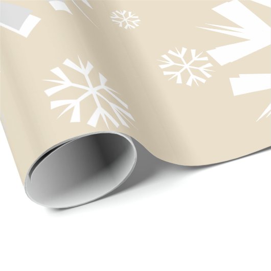 kerstsnowflake wrapping papier-beige cadeaupapier (Rol Hoek)