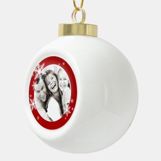 kerstsnowflakes Aangepaste foto-versiering Keramische Bal Ornament (Rechts)