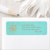 kerstsnowflakes Aqua & Gold Etiket (Insitu)