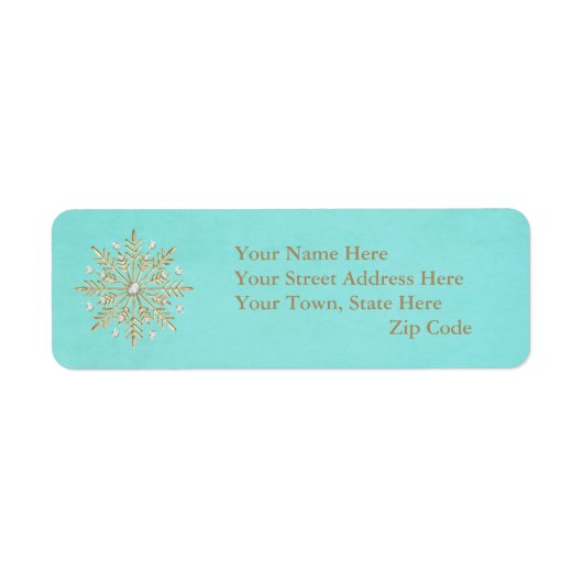 kerstsnowflakes Aqua & Gold Etiket (Voorkant)