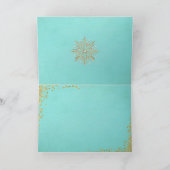 kerstsnowflakes Aqua & Gold Feestdagen Kaart (Binnen)