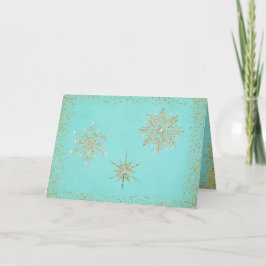 kerstsnowflakes Aqua & Gold Feestdagen Kaart