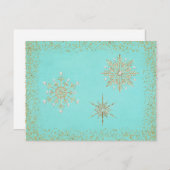 kerstsnowflakes Aqua & Gold Feestdagenkaart (Voorkant / Achterkant)