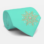 kerstsnowflakes Aqua & Gold Holiday Stropdas (Opgerold)