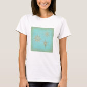 kerstsnowflakes Aqua & Gold T-shirt (Voorkant)