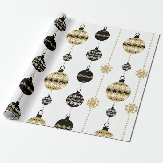 Kerstsnowflakes Baubles Holiday Gift Wrap. Cadeaupapier (Uitgerold)