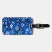 kerstsnowflakes blauw en zilver bagagelabel (Voorkant horizontaal)