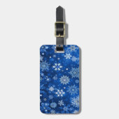 kerstsnowflakes blauw en zilver bagagelabel (Voorkant verticaal)