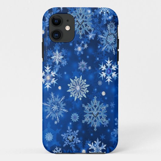 kerstsnowflakes blauw en zilver Case-Mate iPhone case (Achterkant)