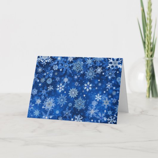 kerstsnowflakes blauw en zilver feestdagen kaart (Voorkant)