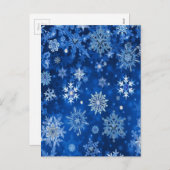 kerstsnowflakes blauw en zilver feestdagenkaart (Voorkant / Achterkant)