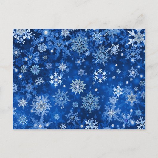 kerstsnowflakes blauw en zilver feestdagenkaart (Voorkant)