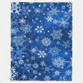 kerstsnowflakes blauw en zilver fleece deken (Voorkant)