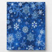 kerstsnowflakes blauw en zilver fotoplaat (Voorkant)
