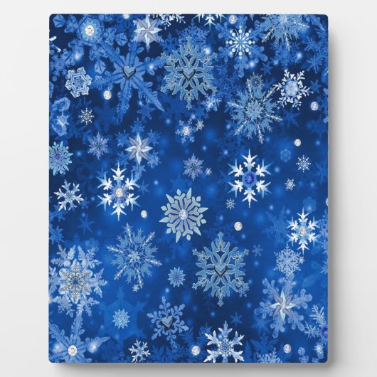 kerstsnowflakes blauw en zilver fotoplaat (Voorkant)
