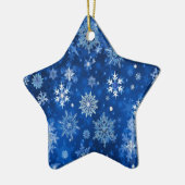 kerstsnowflakes blauw en zilver keramisch ornament (Links)