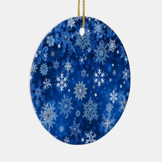 kerstsnowflakes blauw en zilver keramisch ornament (Rechts)