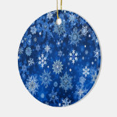 kerstsnowflakes blauw en zilver keramisch ornament (Links)