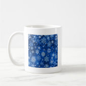 kerstsnowflakes blauw en zilver koffiemok (Links)