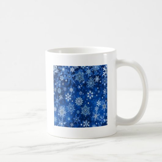kerstsnowflakes blauw en zilver koffiemok (Rechts)