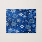 kerstsnowflakes blauw en zilver legpuzzel (Horizontaal)