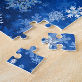 kerstsnowflakes blauw en zilver legpuzzel (Zijkant)