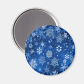 kerstsnowflakes blauw en zilver magneet (Voorkant / Achterkant)