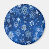 kerstsnowflakes blauw en zilver magneet (Voorkant)