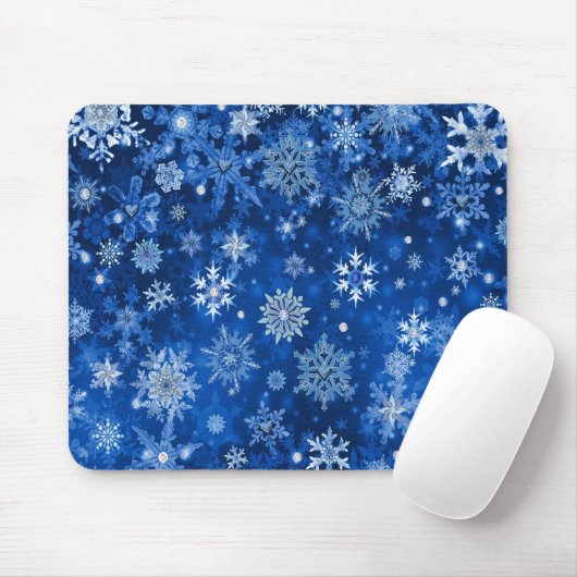 kerstsnowflakes blauw en zilver muismat (Met muis)