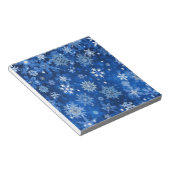 kerstsnowflakes blauw en zilver notitieblok (Schuin)