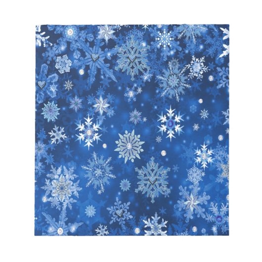 kerstsnowflakes blauw en zilver notitieblok (Voorkant)