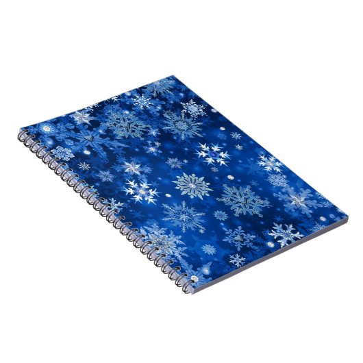 kerstsnowflakes blauw en zilver notitieboek (Rechterzijde)