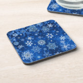 kerstsnowflakes blauw en zilver onderzetter (Linkerzijde)