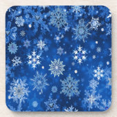 kerstsnowflakes blauw en zilver onderzetter (Voorkant)