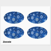 kerstsnowflakes blauw en zilver ovale sticker (Vel)