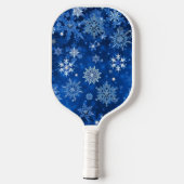 kerstsnowflakes blauw en zilver pickleball paddle (Achterkant)