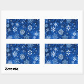 kerstsnowflakes blauw en zilver rechthoekige sticker (Vel)