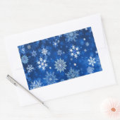 kerstsnowflakes blauw en zilver rechthoekige sticker (Envelop)