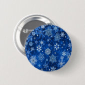 kerstsnowflakes blauw en zilver ronde button 5,7 cm (Voorkant /achterkant)