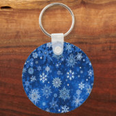 kerstsnowflakes blauw en zilver sleutelhanger (Voorkant)