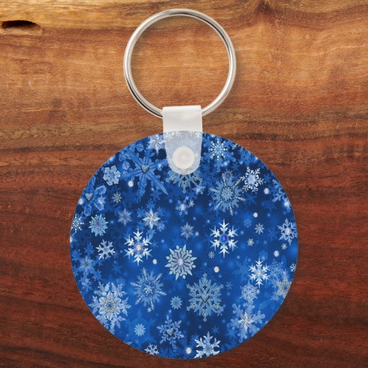 kerstsnowflakes blauw en zilver sleutelhanger (Voorkant)