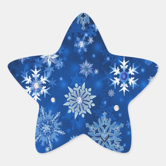 kerstsnowflakes blauw en zilver ster sticker (Voorkant)