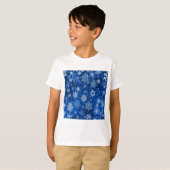 kerstsnowflakes blauw en zilver t-shirt (Voorkant volledig)