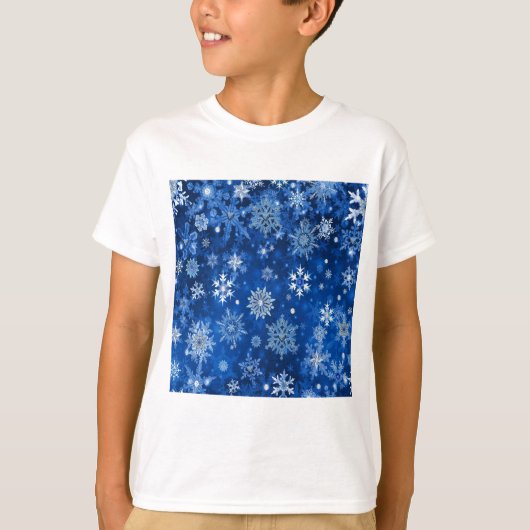 kerstsnowflakes blauw en zilver t-shirt (Voorkant)