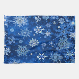 kerstsnowflakes blauw en zilver theedoek