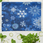 kerstsnowflakes blauw en zilver theedoek (Gevouwen)