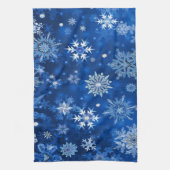 kerstsnowflakes blauw en zilver theedoek (Verticaal)