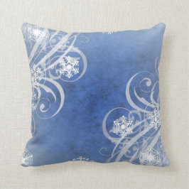 kerstsnowflakes blauw kussen